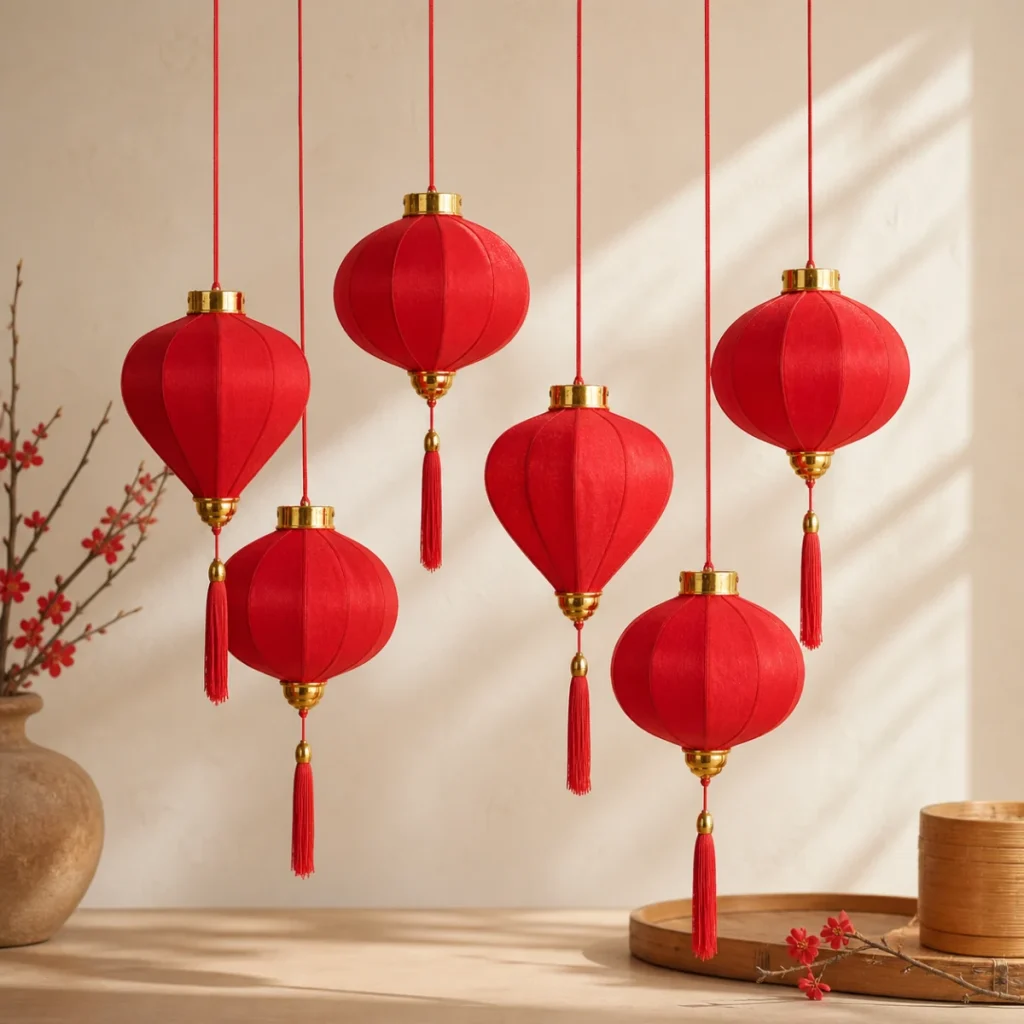 Bộ 6 Đèn Lồng Đỏ Treo Tết
