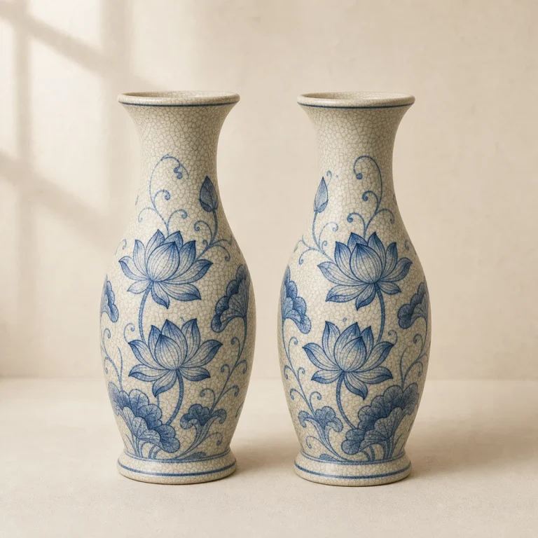 Đôi Lọ Hoa Thờ Men Rạn
