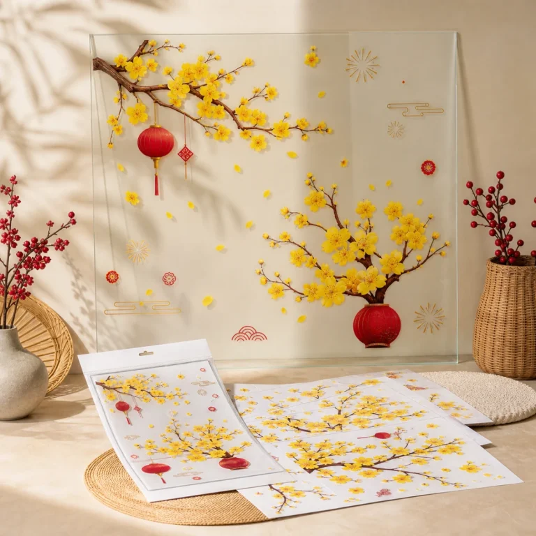 Set Decal Cửa Kính Hoa Mai