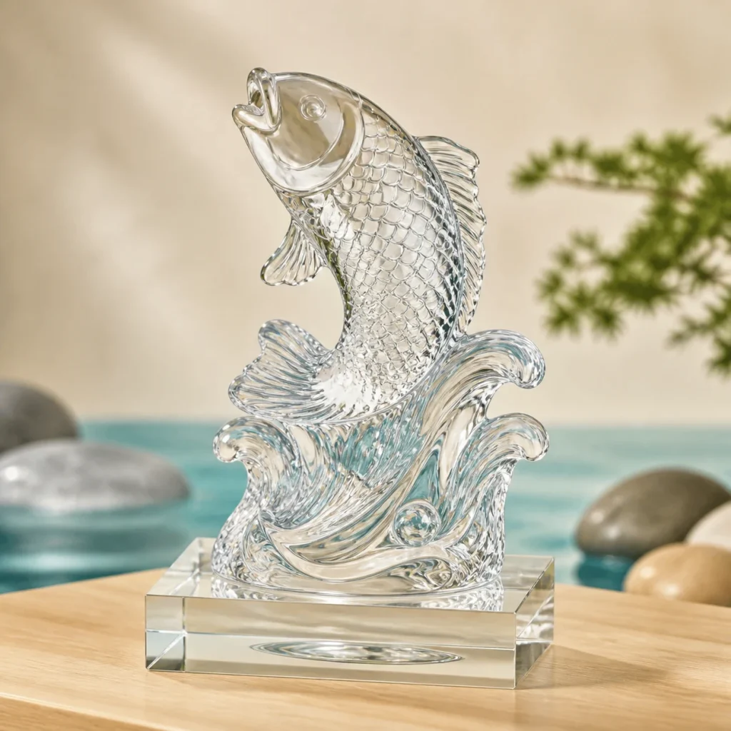 Tượng Cá Chép Thủy Tinh Vượt Vũ Môn