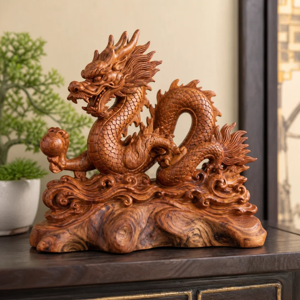 Tượng Rồng Gỗ Phong Thủy Mệnh Mộc