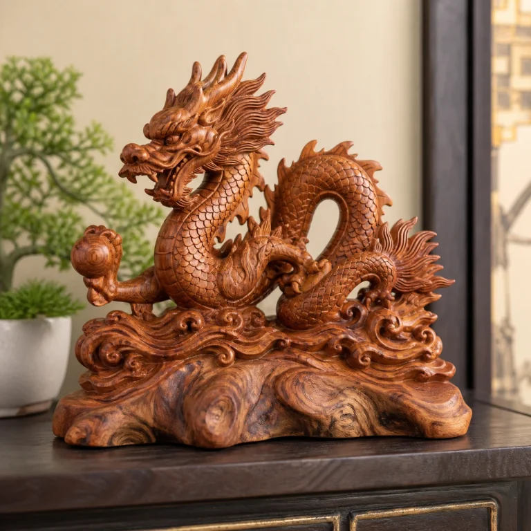 Tượng Rồng Gỗ Phong Thủy Mệnh Mộc