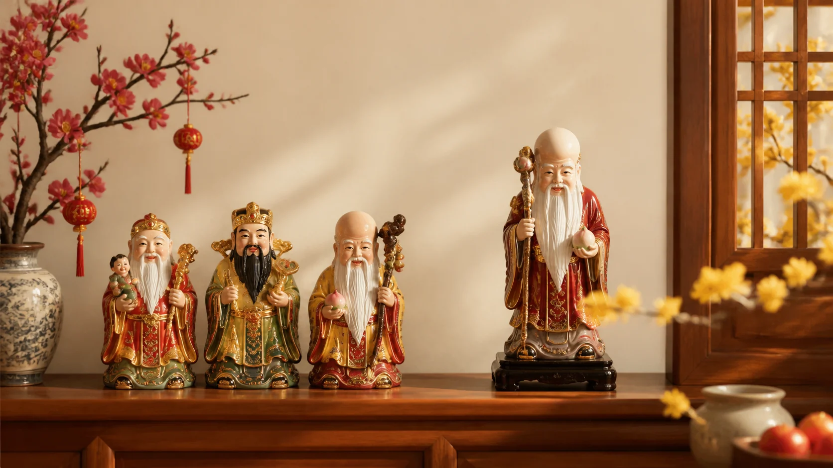 Tượng Tam Đa và tượng Thọ: phân biệt và cách bày đúng
